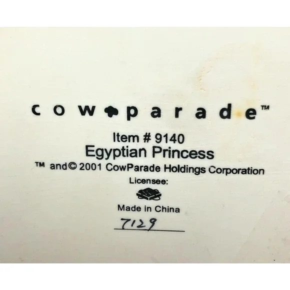 Vintage Cow Parade Item #9140 Egyptian Princess 2001 Westland Giftware Gold - Picture 5 of 6